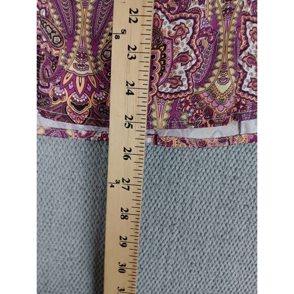 212 Collection Button Up Blouse Womens Extra Small Purple Paisley Stretch Casual - Picture 13 of 15